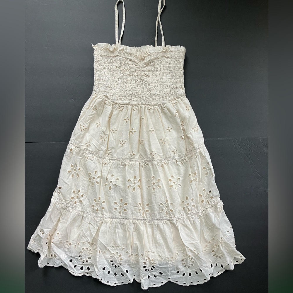 American Eagle Outfitters cream midi dress with detachable straps